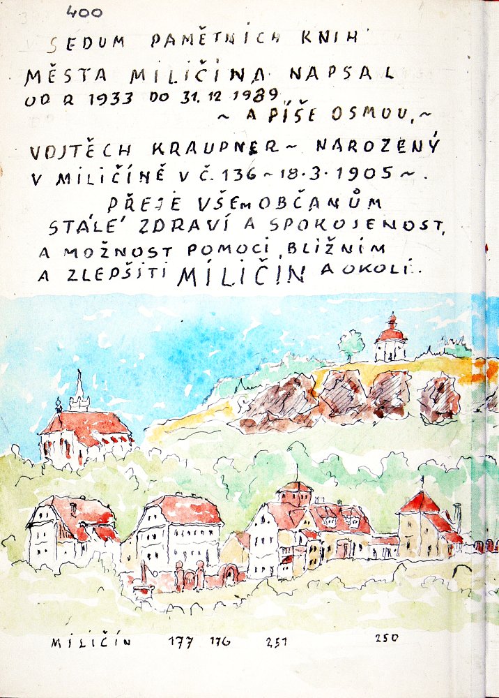 Sedmá pamětní kniha města Miličína, strana 400